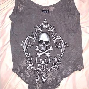 Skull sheer back crop